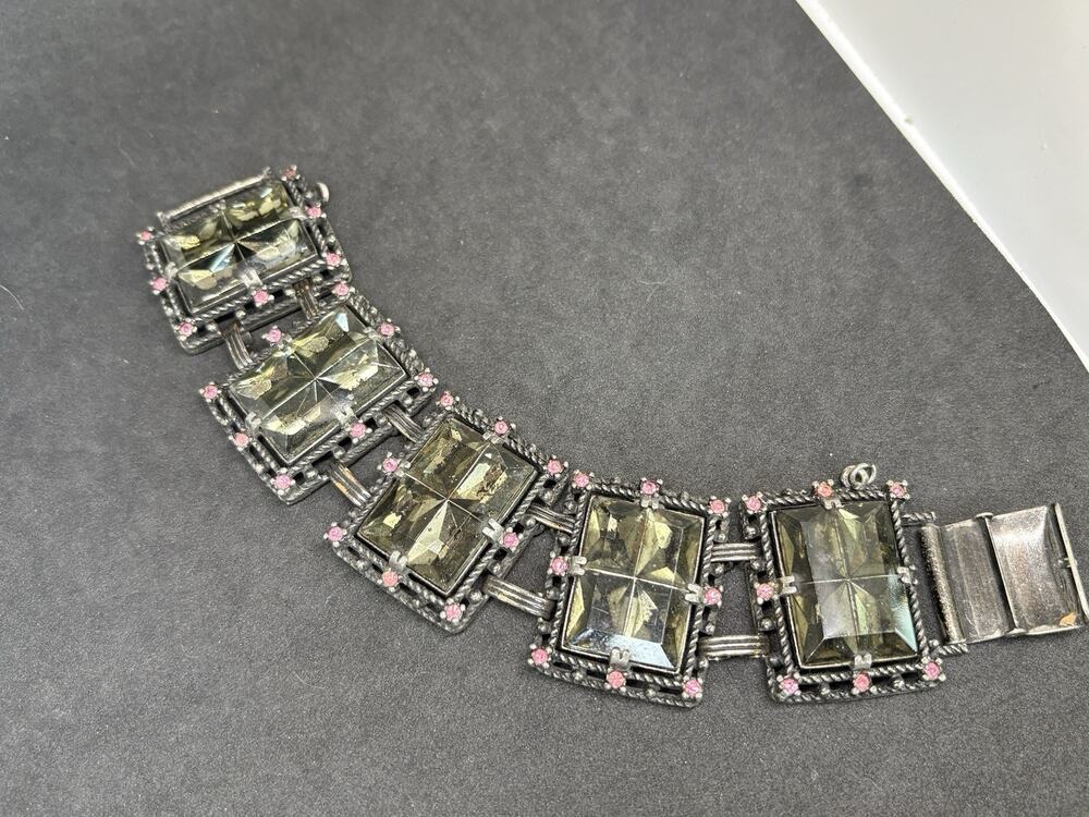 Vintage 1950's Sarah Coventry "Midnight Magic" Smokey Quartz Rhinestone Bracelet